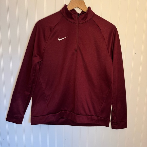 Nike Dri-Fit Men’s Fleece Maroon 1/4 Zip Pullover Size Medium - Picture 1 of 11